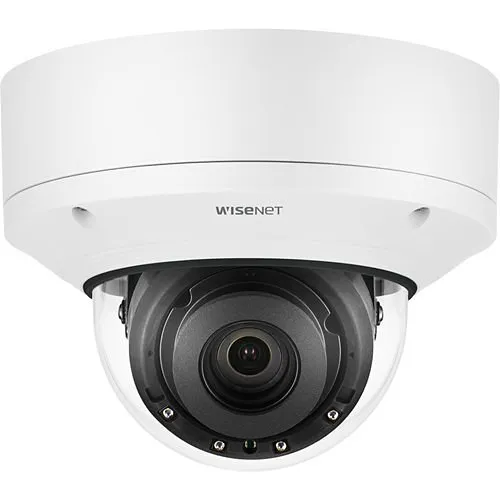 Hanwha XND-8081REV Wisenet X Series 5MP Vandal-Resistant Indoor IR Network Dome Camera with PoE Extender, 2.8-12mm, White