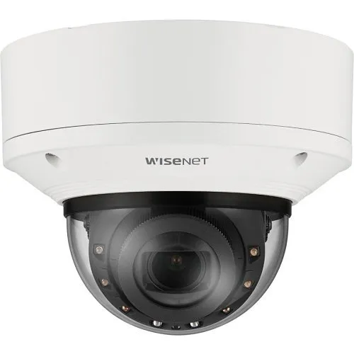 Hanwha XND-C8083RV Series 6MP Indoor IR Vandal Dome Camera, 4.4-9.3mm Motorized Varifocal Lens, White