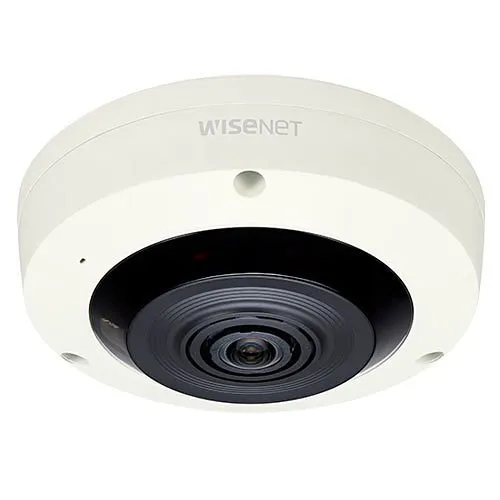 Hanwha XNF-8010R X-Series 6MP IR Indoor Fisheye Camera, 1.6mm Fixed Lens, Ivory