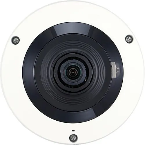 Hanwha XNF-8010RW Wisenet X-Series 6MP IR Indoor Fisheye Camera, 1.6mm Fixed Lens, White