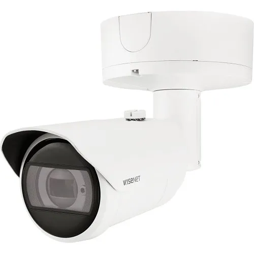 Hanwha XNO-9083R Series 8MP IR Bullet Camera, 4.4-9.3mm Motorized Varifocal Lens, White