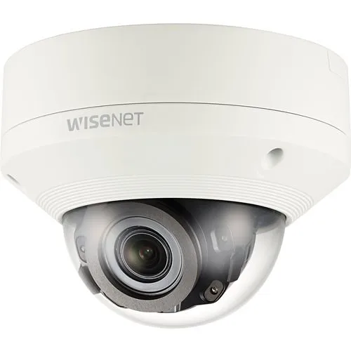 Hanwha XNV-8080R X-Series 5MP IR Outdoor Vandal Dome Camera, 3.9-9.4mm Varifocal Lens, Ivory
