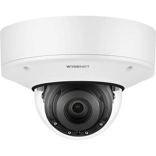 Hanwha XNV-8081RE Wisenet X-Series 5MP IR Outdoor Vandal Dome Camera with PoE Extender, 3.6-9.4mm Varifocal Lens