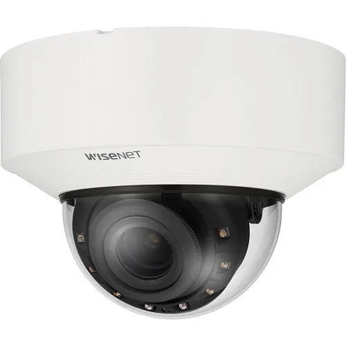 Hanwha XNV-8083R Series 6MP Outdoor IR Vandal Dome IP Camera, 4.4-9.3mm Motorized Varifocal Lens, White