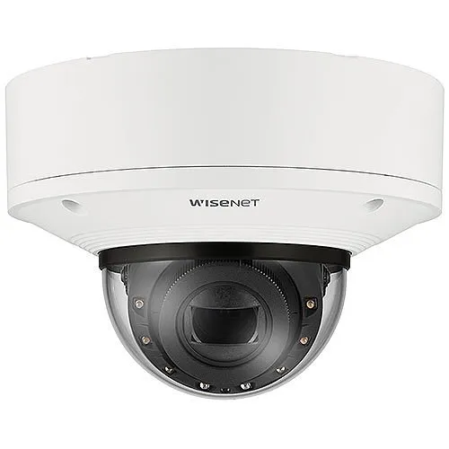 Hanwha XNV-8093R X Series 6MP AI IR Outdoor Vandal Dome Camera, 10.9-29mm Motorized Varifocal Lens, White