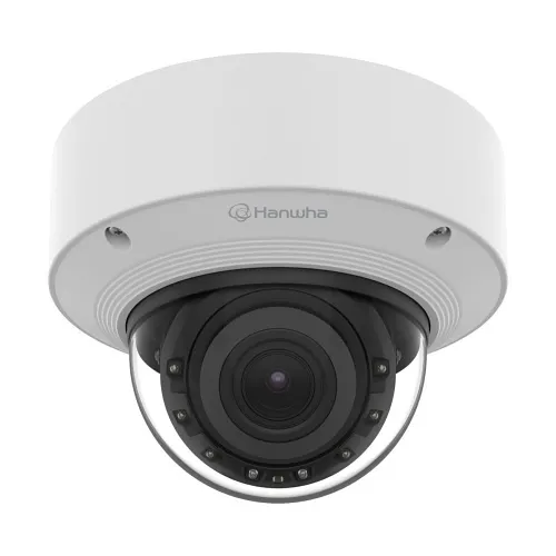 Hanwha XNV-A8084R5MP WN9 AI Outdoor Vandal Dome IP Camera, 131.2' (40m) IR Range, 2.8x Zoom Ratio, 3.3-9.3mm Motorized Varifocal Lens