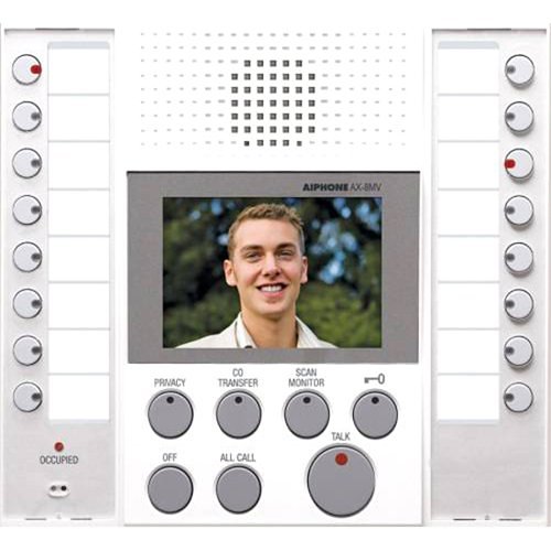 Aiphone AX-8MV-W Audio/Video Master with Buttons for up to 8-Masters Stations and 8-Doors or Sub Stations, White