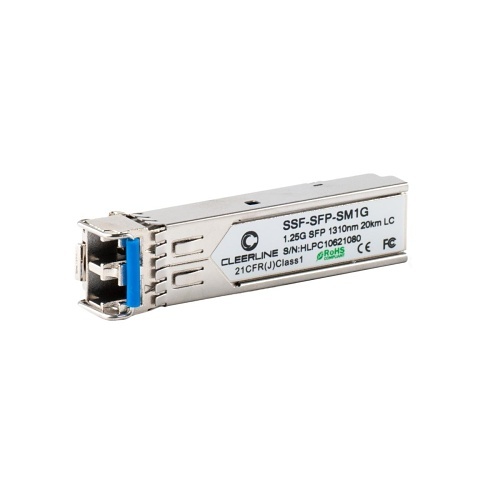 Cleerline SSF-SFP-SM1G 1.25G SFP Transceiver SM 1000Base-LX, 1310nm, 20Km Max Reach, with DDM