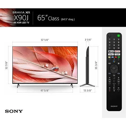 Sony XR-65X90J 65" BRAVIA XR X90J Series 4K HDR Full-Array LED Smart Google TV (2021)