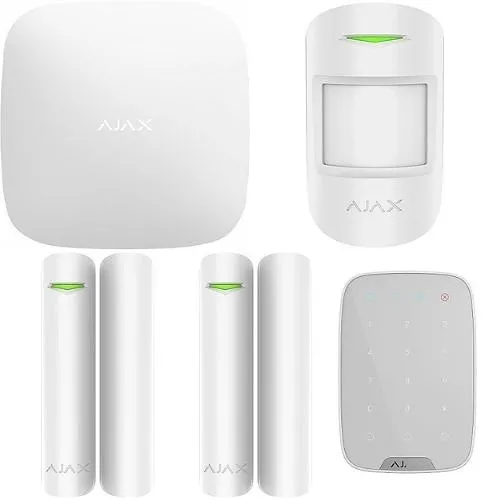 AJAX XY-N02TSWHT Intrusion Kit with (1) Hub 2 Jeweller Control Panel, (1) MotionProtect Jeweller Detector, (2) DoorProtect Jeweller Opening Detector, (1) KeyPad Jeweller, White