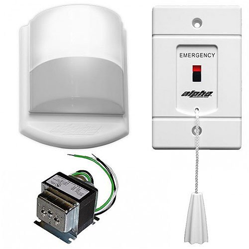 Alpha EK117B Emergency-Call for Assistance Kit with (1) SF117/2A Emergency Pull Cord Station, (1) SS106 24VAC Pigtail Transformer, (1) CDL123B Corridor Dome Light