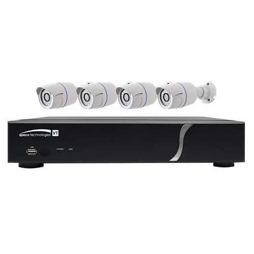 Speco ZIPT84B2 2MP HD-TVI 8 Channel DVR, 2TB with 4x 1080p Outdoor IR Bullet Cameras, White