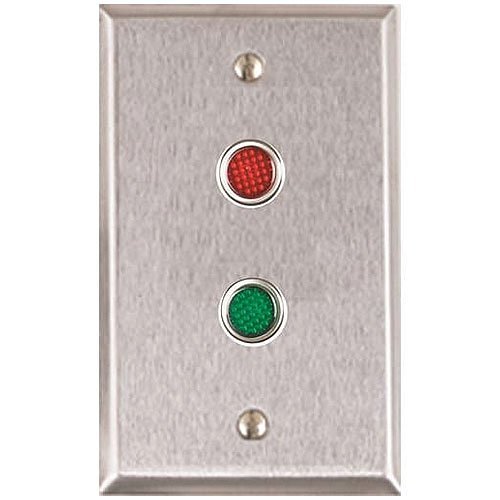 Alarm Controls RP-09L302 Remote Wall Plate with 1/2" Red and Green LEDs, Mounted Vertically, 302 Stainless Steel