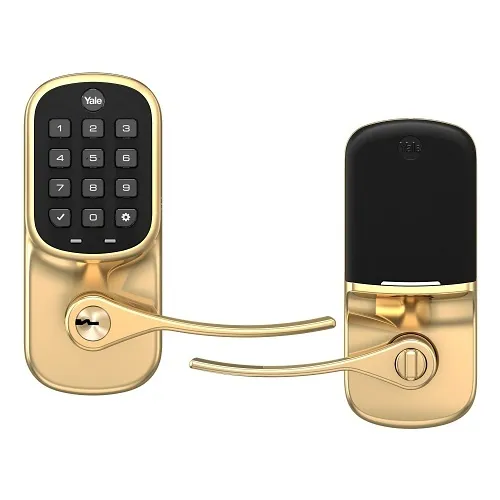 Yale YRL216-CBA-605 Assure Lever Wi-Fi Keypad Lever Lock, Polished Brass