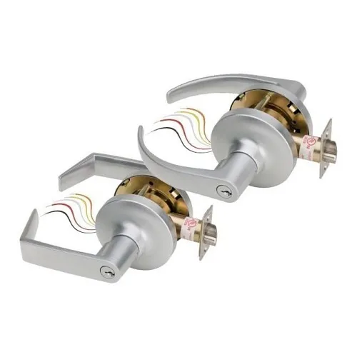 SDC Z7250E5Q 7200 Series Solenoid Controlled Cylindrical Lock, Locked Outside Only, Failsafe, Eclipse Rose Trim, I-Core Prep, Dull Chrome