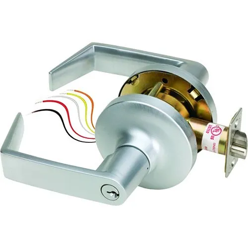 SDC Z7250EQ Electra Pro 7200 Series Eclipse Rose Failsafe Solenoid Controlled Electrified Cylindrical Lockset, Exterior Locked Only, Dual 12/24VDC, Dull Chrome