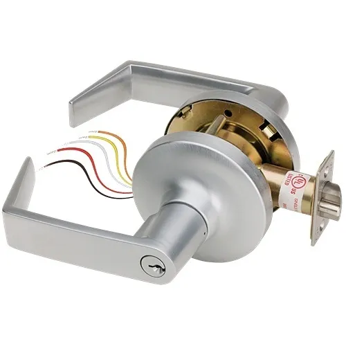 SDC Z7250EQR6PKD 7250 Solenoid-Controlled Cylindrical Lock, Locked Outside Only, Dull Chrome