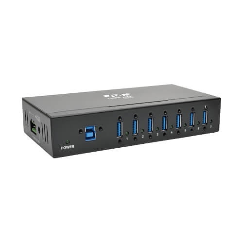 Eaton Tripp Lite U360-007-IND 7-Port Industrial-Grade USB 3.x (5Gbps) Hub, 20 kV ESD Immunity, Metal Housing, Mountable