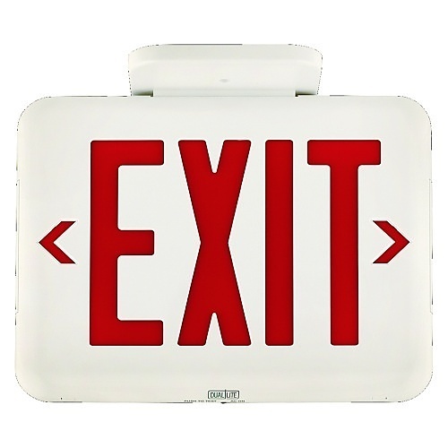Dual-Lite EVEURWE Emergency LED Exit Sign, Universal Face, Red Text, No Self- Diagnostics, White