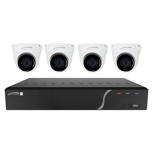 Speco ZIP44T4 4-Channel NVR Surveillance Kit with 4-Digital Deterrent Turret Cameras, 4TB