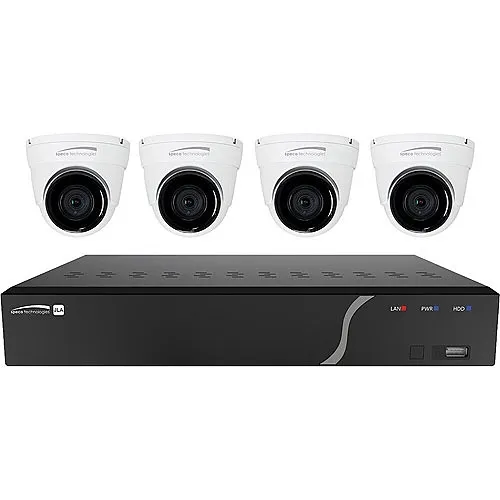 Speco ZIPK4TA 4-Channel Surveillance Kit with 3x 5MP IP Cameras and 1x 8MP Advanced Analytics Camera, 1TB