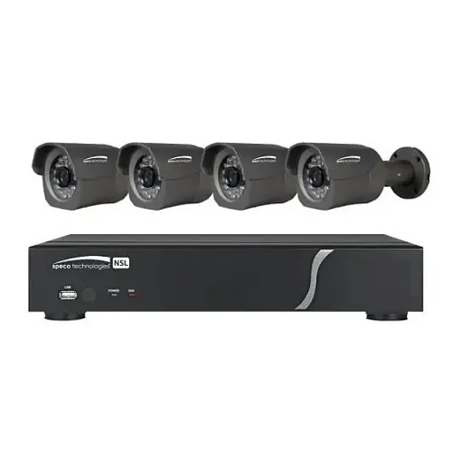 Speco ZIPL4B1 4-Channel NVR with 4-Channel Built-In PoE, 1TB, 4x Full HD 1080p Outdoor IR Bullet Cameras