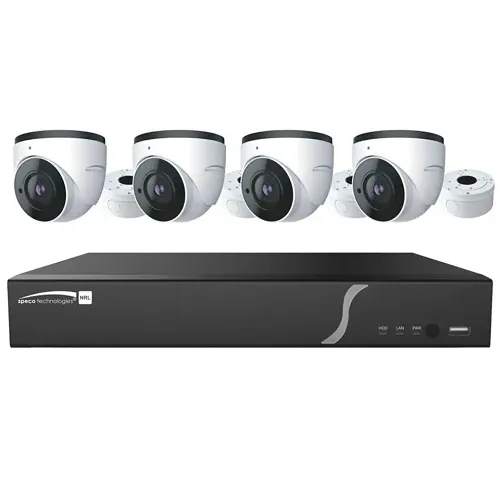 Speco ZIPL4D1 4-Camera IP Security System, 4-Channel H.265 NVR with 4 H.265 IP Turrets, 2.8mm lens