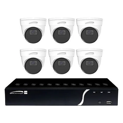 Speco ZIPN8T2 Analytic 7-Piece Surveillance Kit with 6x5MP IP Cameras and 1x8-Channel PoE NVR, 2TB HDD