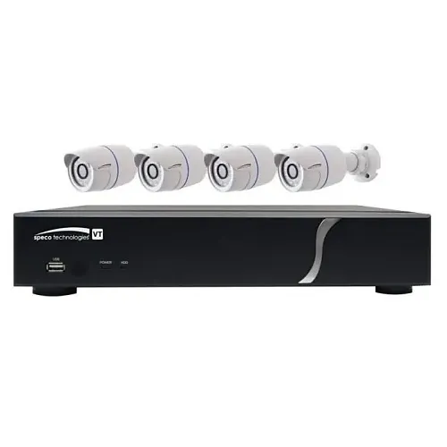 Speco ZIPT84B2 2MP HD-TVI 8 Channel DVR, 2TB with 4x 1080p Outdoor IR Bullet Cameras, White