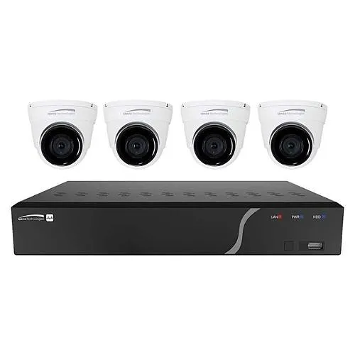 Speco ZIPWL4D1 4-Channel Plug-and-Play Wall Mount NVR Surveillance Kit with (4) Outdoor IR Turret Cameras, 2.8mm Fixed Lens
