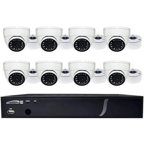 Speco ZIPX8T1 8-Channel HD-TVI DVR, 1080p, 2TB with Outdoor IR Turret Cameras, 3.6mm Fixed Lens, White