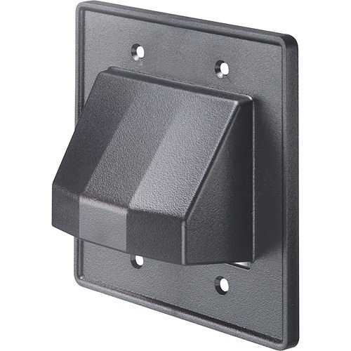 Arlington CE2BL Reversible Low-Voltage Cable Entrance Plate, 2-Gang, Black