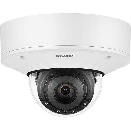 Hanwha PNV-A9081R P-Series 4K AI IR Vandal Dome Camera, 4.5-10mm Varifocal Lens, White