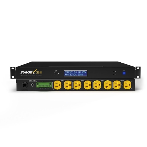 SurgeX SEQ-1U Sequencing Surge Eliminator and Power Conditioner, Remote and Key Lock, 1RU