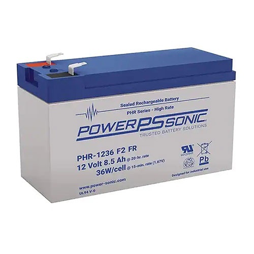 Power Sonic PHR-1236 PHR Series 12V, 9Ah High-Rate Rechargeable SLA Battery, F2 Terminals