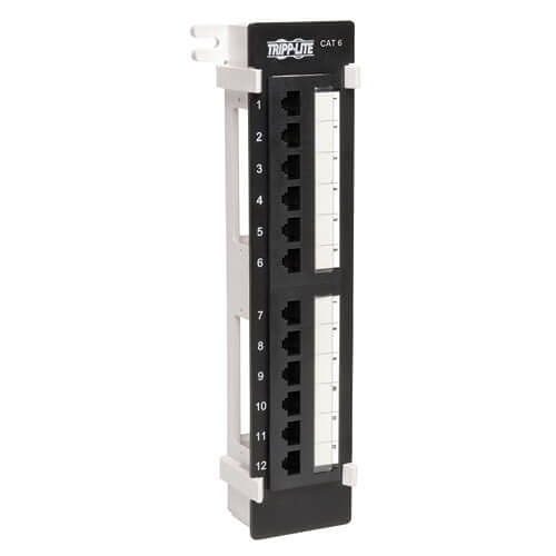 Tripp Lite N250-012 12-Port CAT6/CAT5 Wall-Mount Vertical 110 Patch Panel