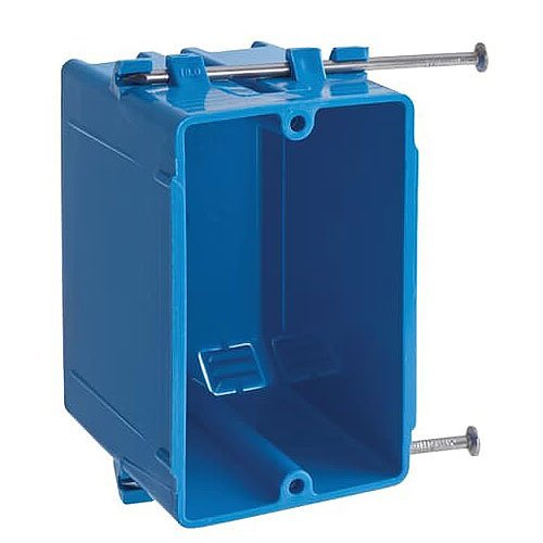 ABB B118A Carlon 2-7/8" Depth Polycarbonate Outlet Box, 1-Gang, Non-Metallic, 100-Pack, Blue