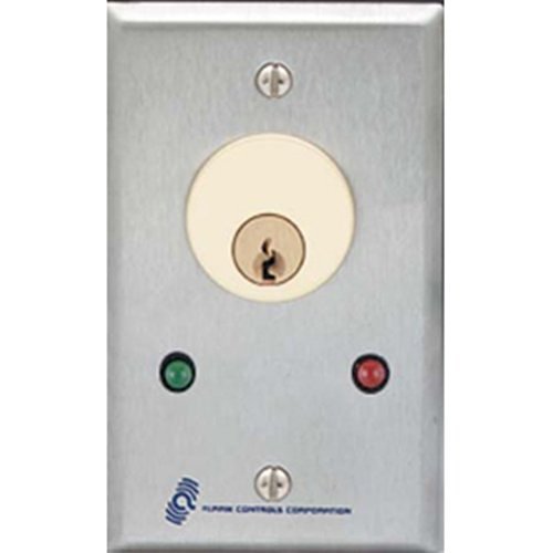 Alarm Controls MCK-6 MCK Series Mortise Cylinder Key Switch Station, SPDT Momentary, Single Gang, Green/Red LED